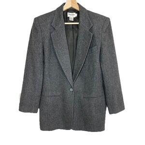 Neiman Marcus Women's VTG SIZE SMALL Gray Blazer Wool Cashmere Blend Academia